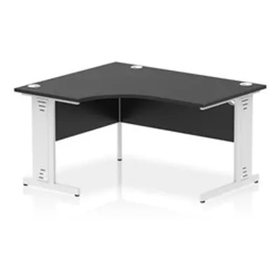 Impulse 1400 LH Crescent Desk Black/White Cable Managed Leg