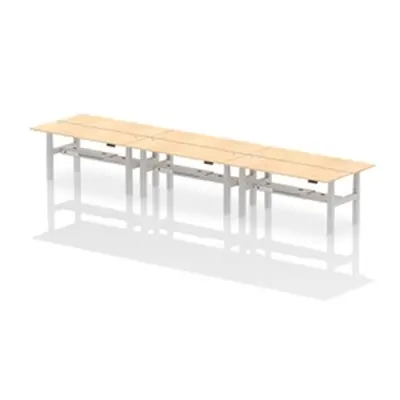 Air B2B 1800x600mm Height Adjustable 6P Bench Desk CP Maple/Silver