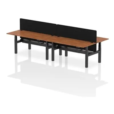 Air B2B 1800x800mm Adjustable 4P Bench Desk CP Walnut/Black + Screen