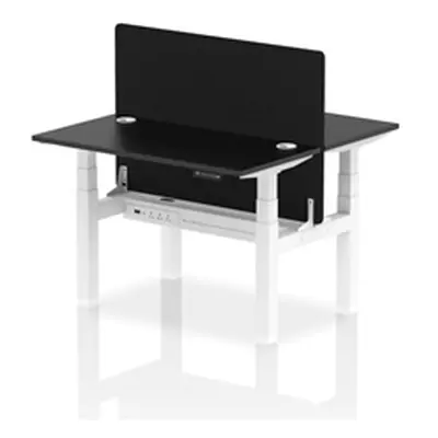 Air B2B 1200x600mm Adjustable 2P Bench Desk CP Black/White + Screen