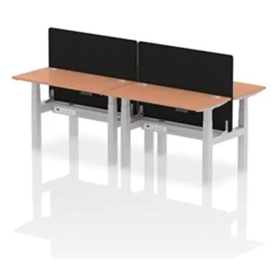 Air B2B 1200x600mm Adjustable 4P Bench Desk CP Beech/Silver + Screen