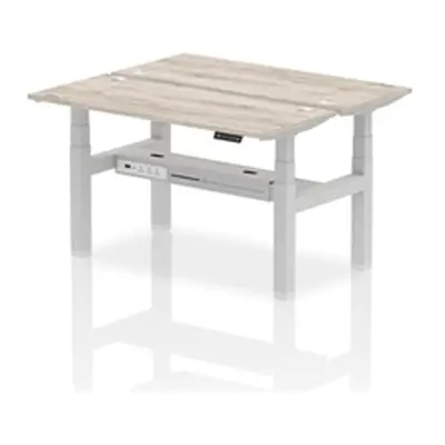 Air B2B 1400x600mm Height Adjustable 2P Bench Desk CP Grey Oak/Silver