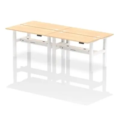 Air B2B 1400x600mm Height Adjustable 4P Bench Desk CP Maple/White