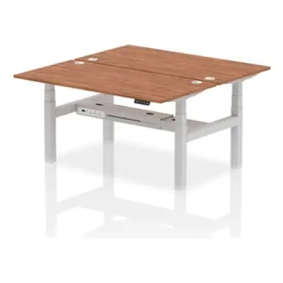 Air B2B 1600x800mm Height Adjustable 2P Bench Desk CP Walnut/Silver