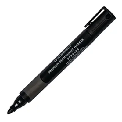 Q-Connect Premium Permanent Marker Pen Bullet Tip Black Pk 10 -KF26105