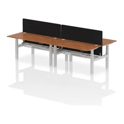 Air B2B 1600x800mm Adjustable 4P Bench Desk CP Walnut/Silver + Screen