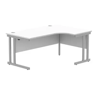 Office RH Corner Desk Steel Double Cantilever 1600X1200 White/Silver