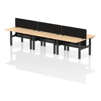 Air B2B 1400x800mm Adjustable 6P Bench Desk CP Maple/Black + Screen