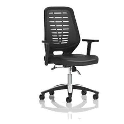 Relay Operator Chair Leather Seat Black Back Height Adjustable Arms