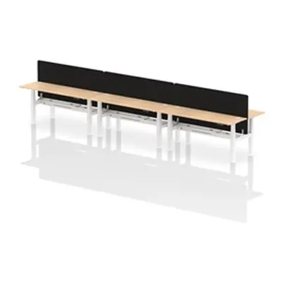 Air B2B 1800x600mm Adjustable 6P Bench Desk CP Maple/White + Screen