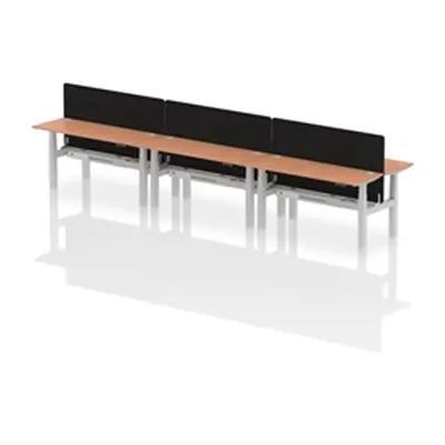 Air B2B 1600x600mm Adjustable 6P Bench Desk CP Beech/Silver + Screen