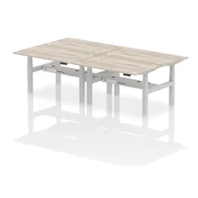 Air B2B 1400x800mm Height Adjustable 4P Bench Desk CP Grey Oak/Silver