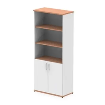 Impulse 2000mm Open Shelves Cupboard Beech and White with White Doors