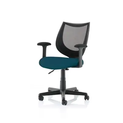 Camden Black Mesh Chair in Bespoke Seat Maringa Teal