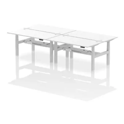 Air B2B 1600x800mm Height Adjustable 4P Bench Desk CP White/Silver