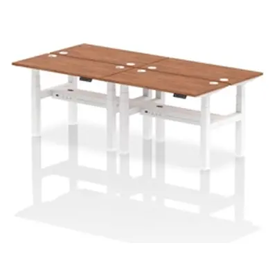 Air B2B 1200x600mm Height Adjustable 4P Bench Desk CP Walnut/White