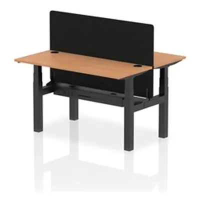 Air B2B 1400x600mm Adjustable 2P Bench Desk CP Oak/Black + Screen