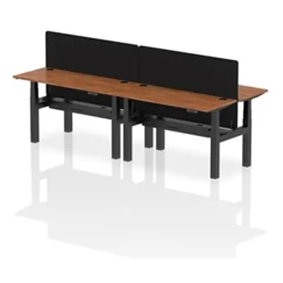 Air B2B 1400x600mm Adjustable 4P Bench Desk CP Walnut/Black + Screen