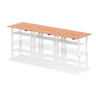 Air B2B 1400x600mm Height Adjustable 6P Bench Desk CP Beech/White