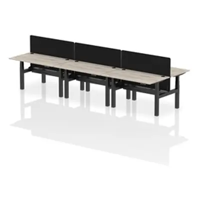 Air B2B 1400x800mm Adjustable 6P Bench Desk CP Grey Oak/Black + Screen