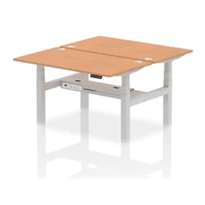 Air B2B 1400x800mm Height Adjustable 2P Bench Desk CP Oak/Silver