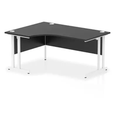 Impulse 1600 RH Crescent Desk Black Top White Cantilever Leg