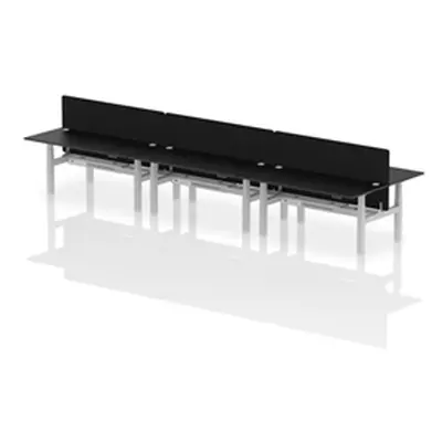 Air B2B 1800x800mm Adjustable 6P Bench Desk CP Black/Silver + Screen