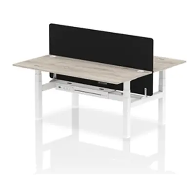 Air B2B 1800x800mm Adjustable 2P Bench Desk CP Grey Oak/White + Screen