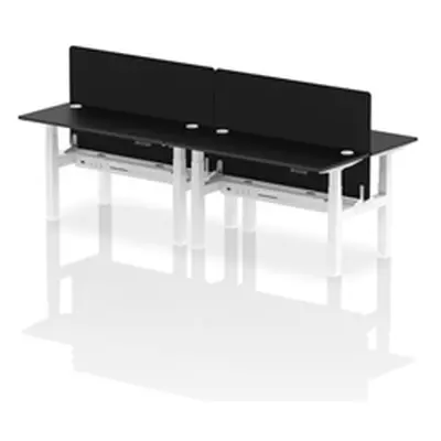 Air B2B 1400x600mm Adjustable 4P Bench Desk CP Black/White + Screen