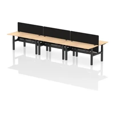 Air B2B 1600x800mm Adjustable 6P Bench Desk CP Maple/Black + Screen