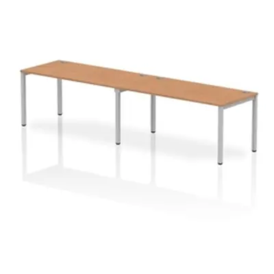 Impulse Bench Single Row 2 Person 1600 Silver Frame Bench Desk Oak