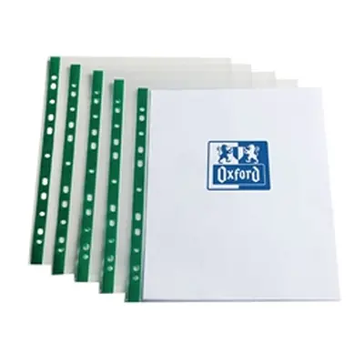 Oxford Punch Pocket Green Spine A4 Clear (100 Pack) 400002137