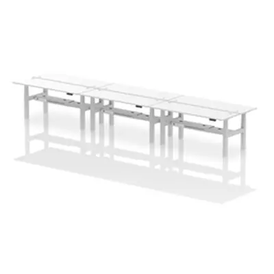 Air B2B 1800x600mm Height Adjustable 6P Bench Desk CP White/Silver