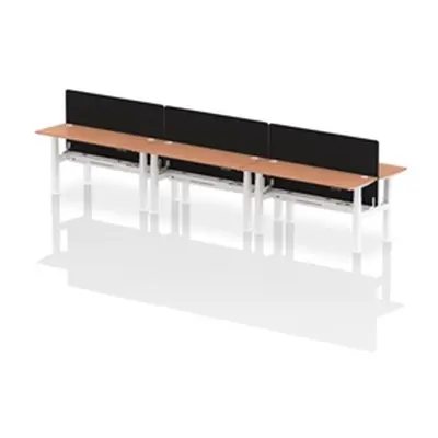 Air B2B 1600x600mm Adjustable 6P Bench Desk CP Beech/White + Screen