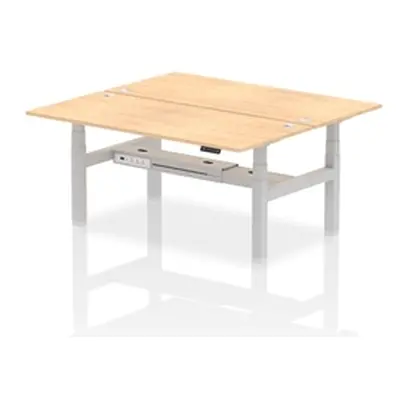 Air B2B 1800x800mm Height Adjustable 2P Bench Desk CP Maple/Silver