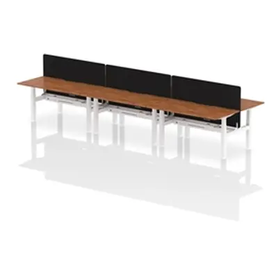 Air B2B 1600x800 Adjustable 6P Bench Desk Scallop Walnut/White +Screen