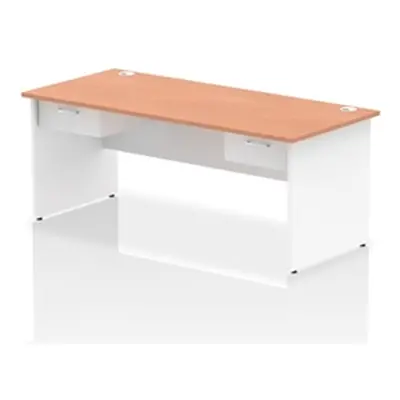 Impulse 1800x800 Desk Beech/White Panel End 2x1 Drawer Fixed Ped