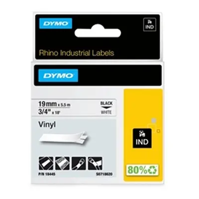 Dymo 18445 Rhino Label Printer Tape 19mmx5.5m Black on White S0718620