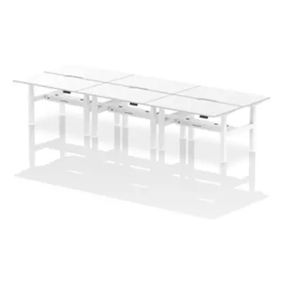 Air B2B 1400x800 Adjustable 6P Bench Desk Scalloped White/White