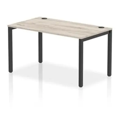 Impulse Bench Single Row 1400 Black Frame Office Bench Desk Grey Oak