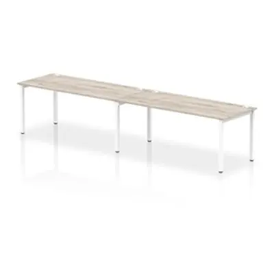 Impulse Bench Single Row 2 Person 1800 White Frame Bench Desk Grey Oak