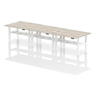 Air B2B 1400x600mm Height Adjustable 6P Bench Desk CP Grey Oak/White