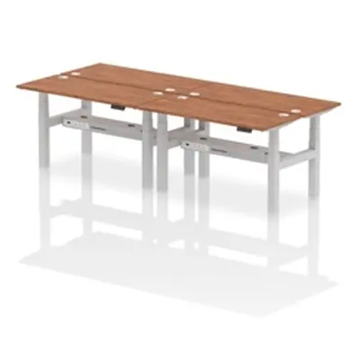 Air B2B 1400x600mm Height Adjustable 4P Bench Desk CP Walnut/Silver