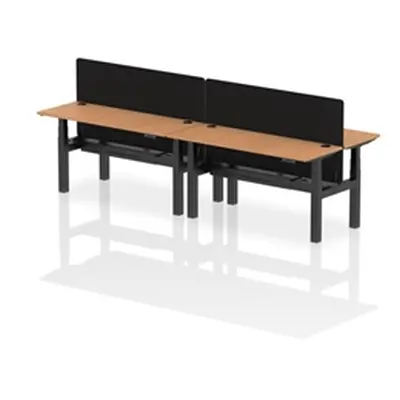 Air B2B 1600x600mm Adjustable 4P Bench Desk CP Oak/Black + Screen