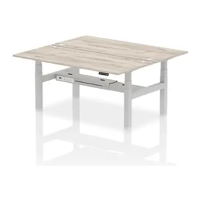 Air B2B 1800x800mm Height Adjustable 2P Bench Desk CP Grey Oak/Silver