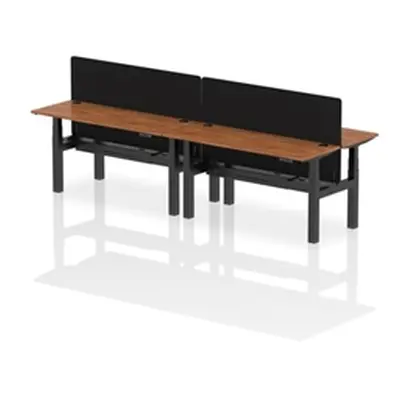 Air B2B 1600x600mm Adjustable 4P Bench Desk CP Walnut/Black + Screen