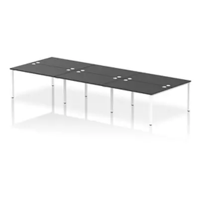 Impulse Bench B2B 6 Person 1400 White Frame Office Bench Desk Black