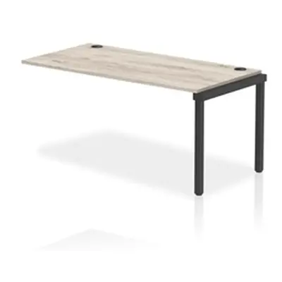 Impulse Bench Single Row Ext Kit 1600 Black Frame Bench Desk Grey Oak