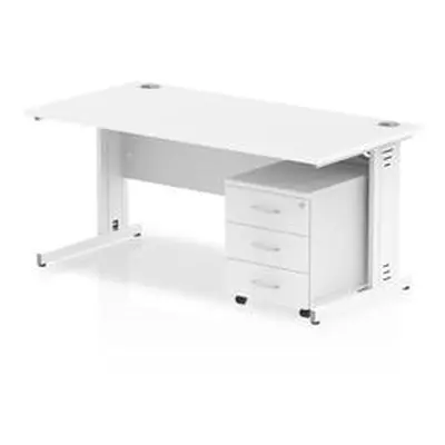 Impulse 1600x800mm Desk White Top White Cable Managed Leg + Mobile Ped