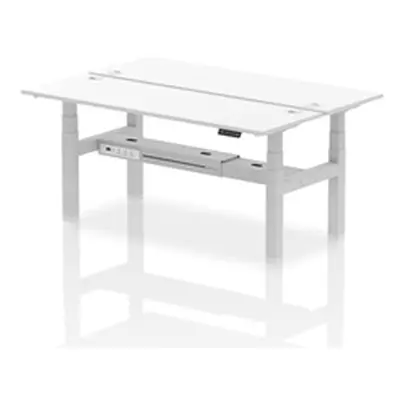 Air B2B 1800x600mm Height Adjustable 2P Bench Desk CP White/Silver